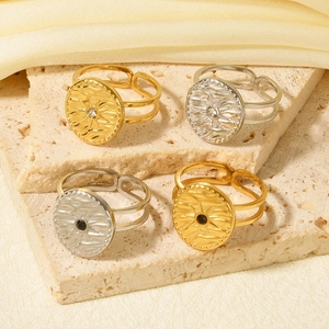 18k gold and silver plated 304 stainless steel sunburst rings with crystals
