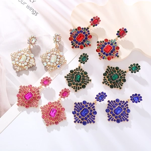 Vintage Barock Geometrische Strass-Ohrhänger Für Damen Rechteckige Kristall Statement Bankett Party Schmuck Geschenk