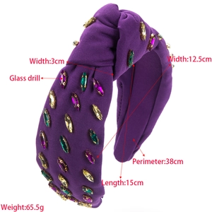 Vintage Baroque knot headband with colorful crystals and rhinestones for women