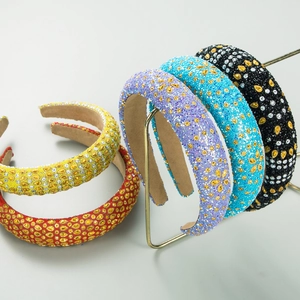 Baroque Vintage Wide Padded Headband For Women Luxury Heavy Work Rhinestone Flower Crystal Hair Band Party Jewelry Accessory