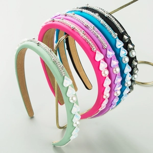 Barock Gepolstertes Schwamm Haarband Für Damen Mit Strass Herz Kunstperle Dekor High Top Elegantes Haarband Haarschmuck