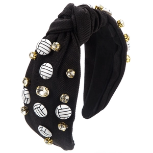 Serre-tête de volley-ball noir avec strass pour une coiffure élégante et surélevée