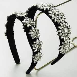 Baroque Vintage Velvet Headband Rhinestone Crystal Floral Hairband Women Wedding Party Luxury Wide Narrow Hair Accessories