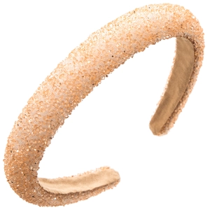 Détail du serre-tête cristal champagne avec strass scintillants et doublure intérieure douce