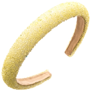 Serre-tête large style baroque avec strass jaune citron étincelants et velours doux