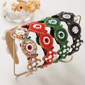 Baroque Luxury Beaded Rhinestone Headband Vintage Palace Style Handmade Artificial Pearl Hair Band For Women Party Hair Accessories
