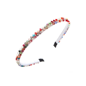 Elegante cerchietto sottile con cristalli colorati sfaccettati e punte nere