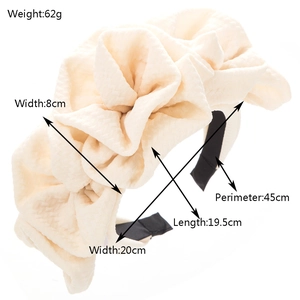 Chic off-white fabric rose headband with multilayered pleated design for women