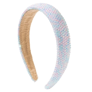 Sparkling padded headband with all-over AB rhinestones for elegant hair styling