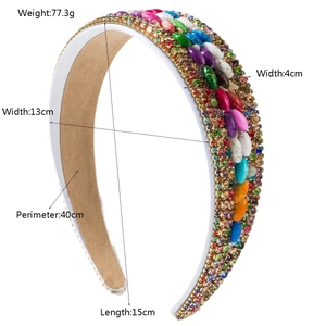 Serre-tête bohème avec pierres turquoise colorées et strass brillants sur bande large