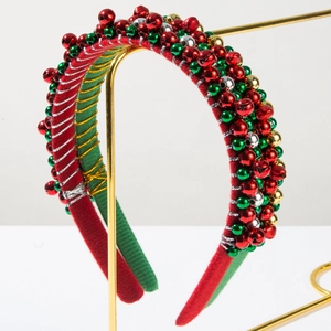 Christmas Headband With Jingle Bells Handmade Fabric Wrapped Hair Band For Festive Holiday Party Women Hair Accessories