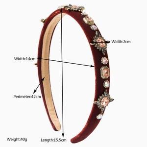 Baroque thin sponge headband with luxury crystals and floral metal ornaments