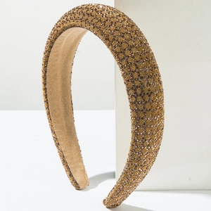 Serre-tête large rembourré avec strass brillants couleur champagne pour soirée femme