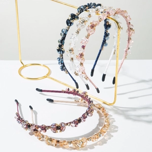 Baroque Luxurious Beaded Headband For Women Alloy Rhinestone Hair Hoop Sparkling Crystal Headpiece For Party Wedding Daily Accessory
