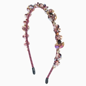 Baroque style beaded headband with purple crystals and luxury handmade fashion hair jewelry