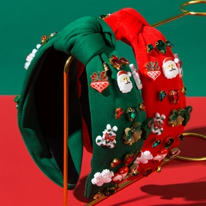 Serre-Tête de Noël Noué de Luxe Alliage Strass Père Noël Sapin de Noël Bandeau Festif Accessoires Cheveux Vacances Femme