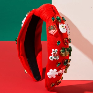Serre-tête de Noël rouge orné de strass, Père Noël et décorations festives chic
