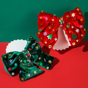 Grande Barrette à Cheveux Nœud en Velours de Noël Paillettes Flocon de Neige Sapin de Noël Étoile Coiffe de Fête Festive Femme Fille