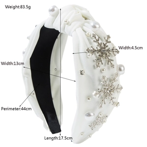 Serre-tête de Noël blanc avec flocons de neige en strass et perles élégantes