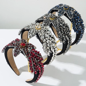 Serre-tête Baroque de Luxe à Fleurs de Strass pour Femmes Rembourré Large Scintillant en Cristal Accessoire Cheveux Fête