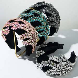 Cerchietto Barocco in Velluto con Strass Foglia d'Acero Lussuosa Fascia per Capelli Elegante per Banchetti Matrimoni Feste Donna