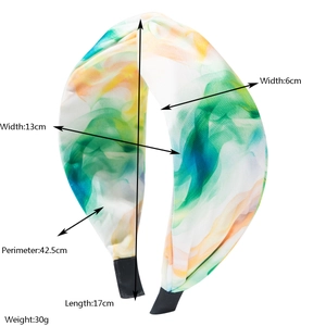 Bandeau bohème en tissu tie-dye avec nœud croisé, accessoire cheveux vert et orange