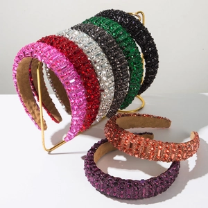 Serre-tête Baroque Rembourré de Strass pour Femmes Luxueux Bandeau Scintillant en Éponge de Cristal Accessoires Cheveux Mariage