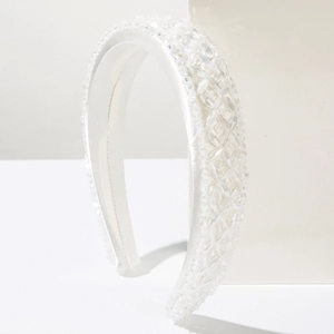 Luxury baroque white crystal headband with hand-sewn beads for wedding hair styling