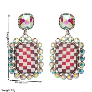 Modische Gitter-Ohrhänger mit bunten Strasssteinen für Damen, Länge 5.5cm, quadratisch