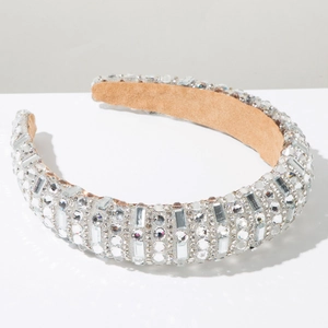 Détails du serre-tête rembourré de luxe avec cristaux brillants et doublure en daim doux