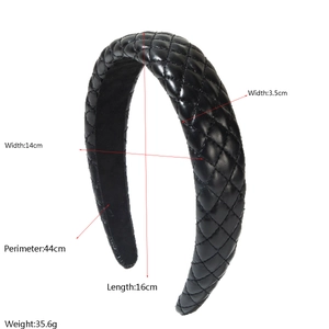Chic black quilted faux leather wide headband for women with premium padded design