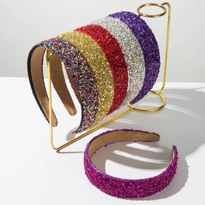 Serre-tête Large en Pierre Concassée Brillante à la Mode pour Femmes Bandeau Rembourré de Paillettes Brillantes Accessoires Cheveux
