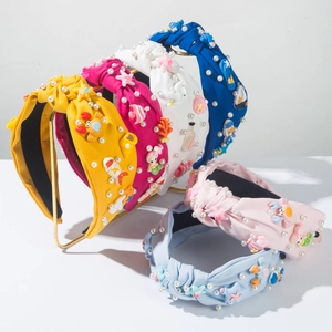 Série Océan Douce Bandeau Large Noué Pour Femmes Été Plage Accessoires Cheveux Avec Künstliche Perles Résine Sirène Étoile De Mer