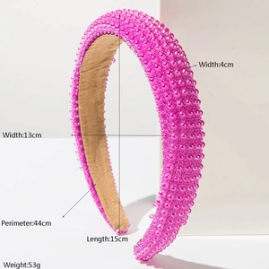 Rose pink pearl padded headband for women featuring a stylish wide sponge design