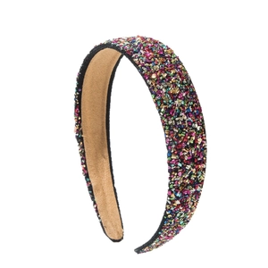Serre-tête large avec strass colorés et doublure en velours pour un accessoire de mode chic