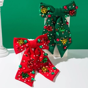 Weihnachten Große Schleife Haarspange Festlich Samt Stern Künstliche Perle Band Haarnadel Elegant Xmas Party Haarschmuck Für Damen