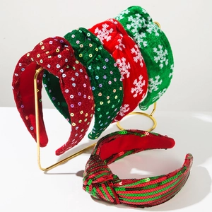 Christmas Knotted Headband Sequin Snowflake Fabric Hairband Holiday Party Festive Hair Accessories Fashion Headpiece For Women