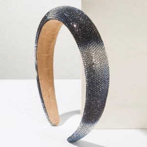 Serre-tête rembourré étincelant avec strass dégradés et doublure en velours chic