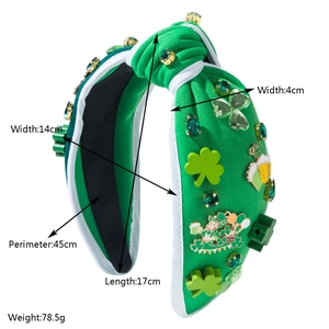 Serre-tête de la Saint-Patrick vert avec strass, trèfles et breloques festives