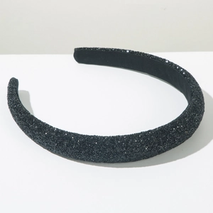 Sparkly rhinestone padded sponge headband in black for wedding party and luxury hair styling