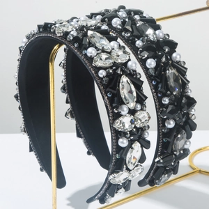 Barock Luxus Haarreif Handgefertigte Strass Künstliche Perle Kristall Dicke Stirnband Retro Party Kopfschmuck Für Damen Mode Accessoires