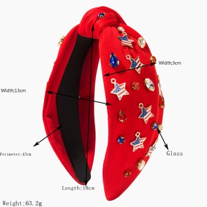 Bandeau rouge noué avec étoiles du drapeau américain et strass colorés pour le 4 juillet