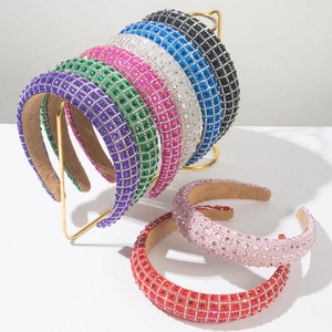Luxury Baroque Rhinestone Padded Wide Headband For Women Sparkly Crystal Hair Band Banquet Party Wedding Hair Accessories