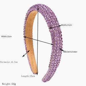 Sparkling purple sponge rhinestone headband for women with 2.5cm width and soft lining