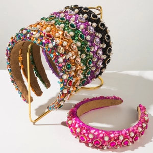 Barock Gepolsterte Stirnband Mit Glas Strass Imitationsperle Retro Breite Haarreif Für Damen Party Mode Haarschmuck