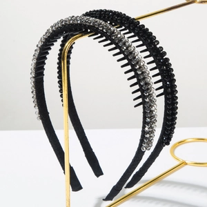 Elegant Crystal Rhinestone Non-slip Headband With Teeth Fashion Beads Hairband For Women Daily Party Hair Accessories