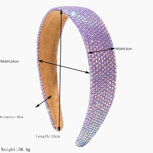 Serre-tête violet étincelant avec strass et dimensions pour accessoires de cheveux femme