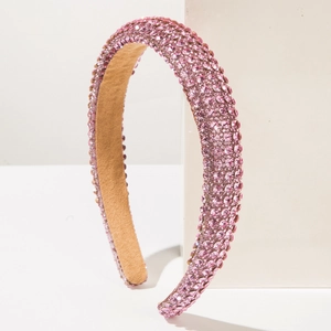 Sparkling pink rhinestone sponge headband with luxury padded design and velvet lining