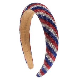 Funkelndes Stirnband mit roten, weißen und blauen Strasssteinen und amerikanischen Streifen