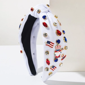 Serre-tête du Jour de l'Indépendance avec strass et breloques de drapeau américain